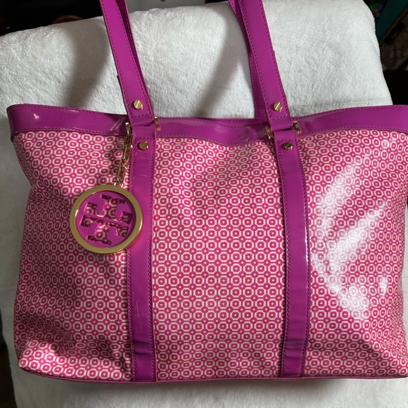 Tory Burch Pink Geometric Tote - Picture 1 of 10
